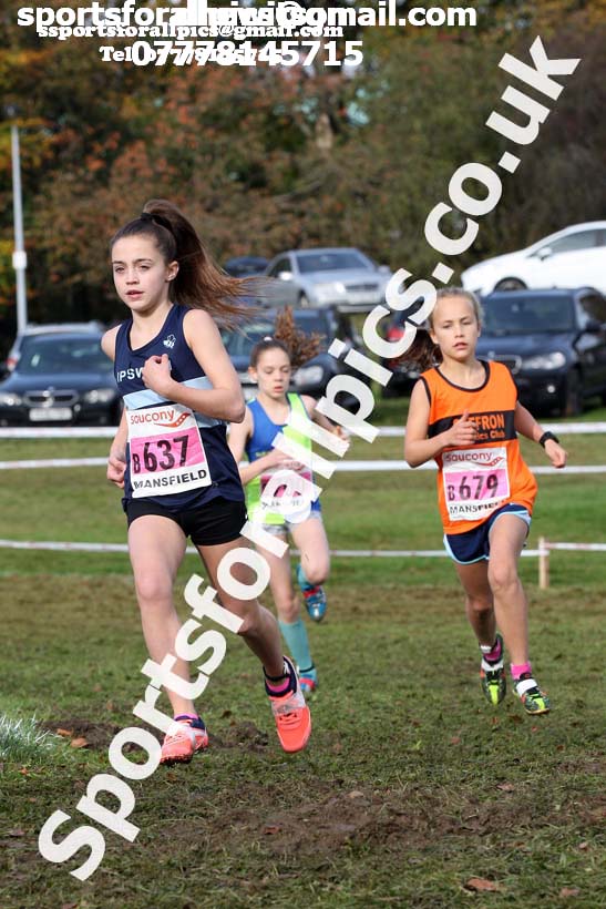 Girls under-13s National Cross Country Relay, Berry Hill Park, Mansfield. Photo:  David T. Hewitson/Sports for All Pics